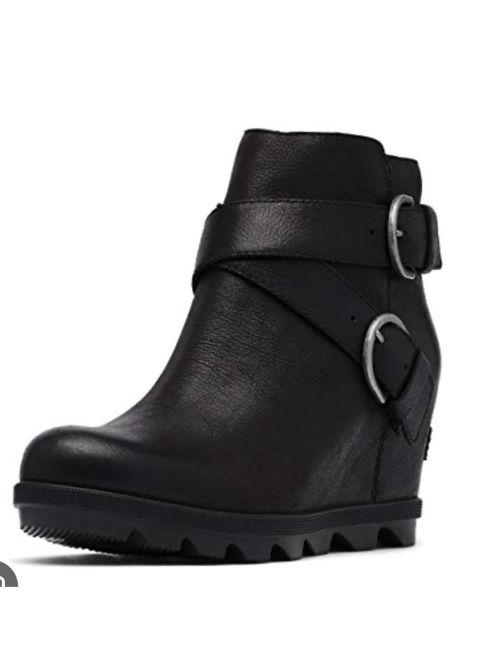SOREL Joan of Arctic Waterproof Leather Wedge II Buckle Boot – Black, Size 7.5